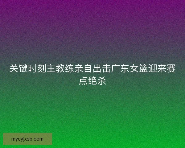 关键时刻主教练亲自出击广东女篮迎来赛点绝杀