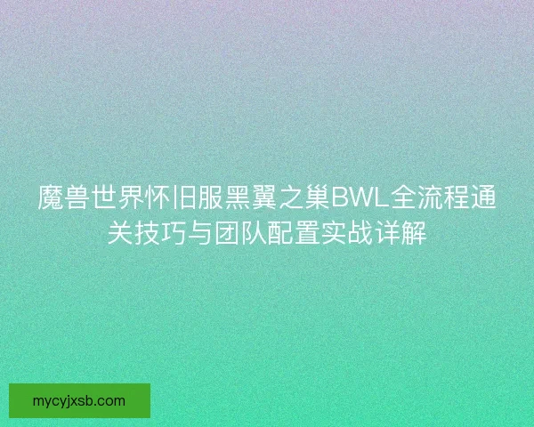 魔兽世界怀旧服黑翼之巢BWL全流程通关技巧与团队配置实战详解