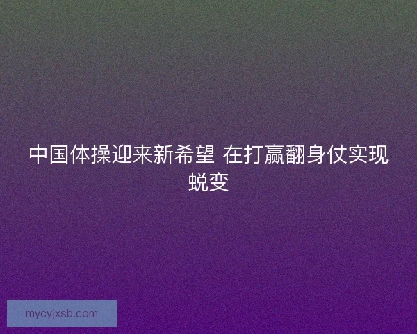 中国体操迎来新希望 在打赢翻身仗实现蜕变